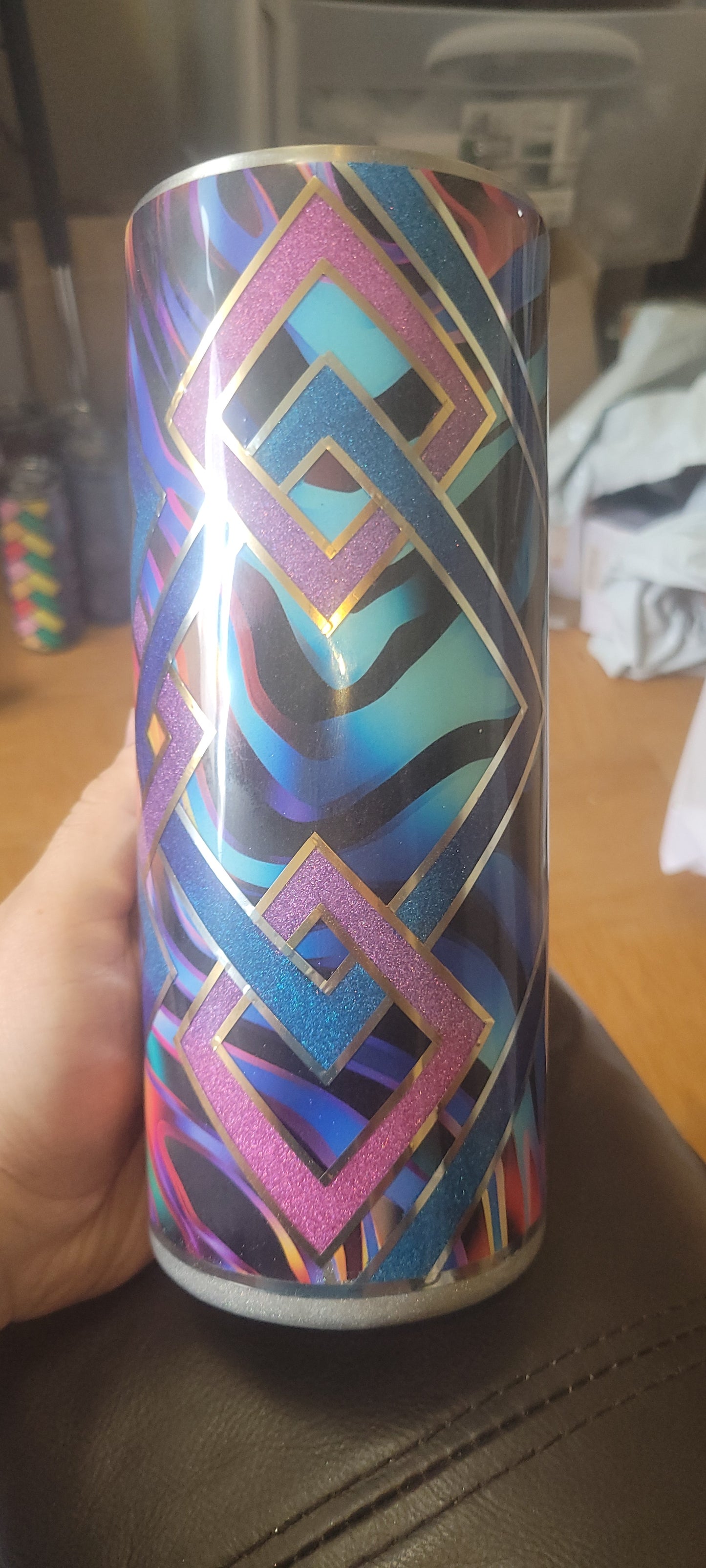 Hand Decorated Tumbler (30oz thick) FLAME DIAMONDS
