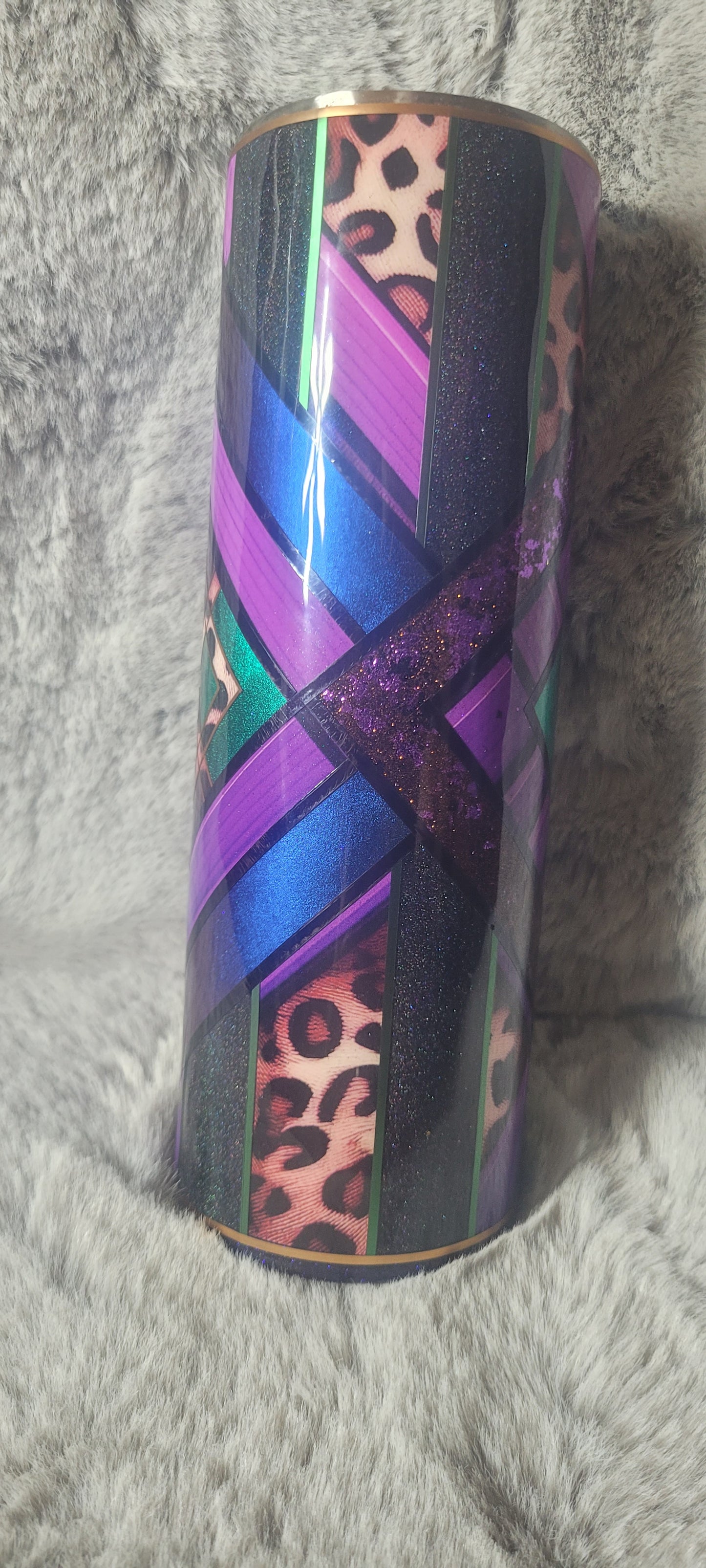 Hand Decorated Tumbler (30oz) purple green template #28