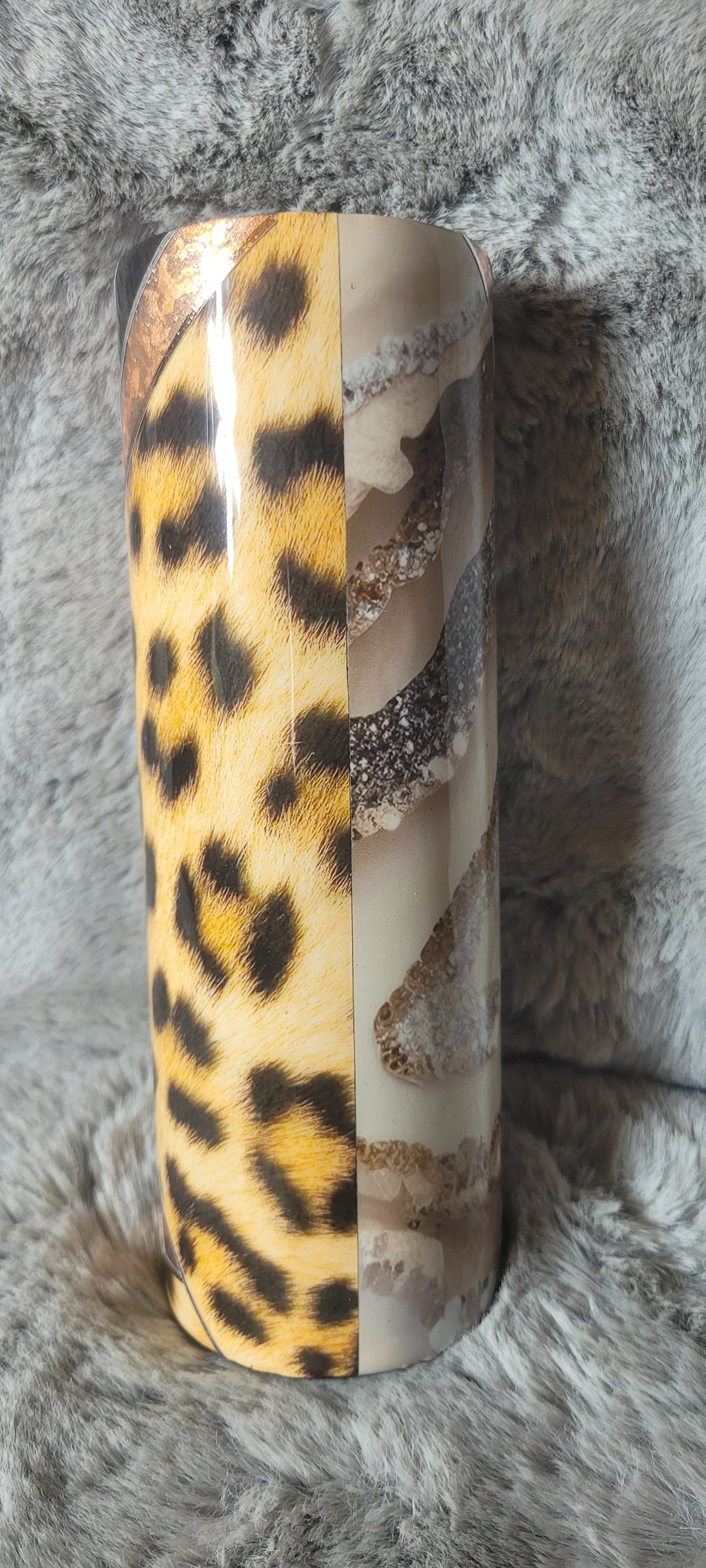 Hand Decorated Tumbler (30oz)Cheetah marble v split