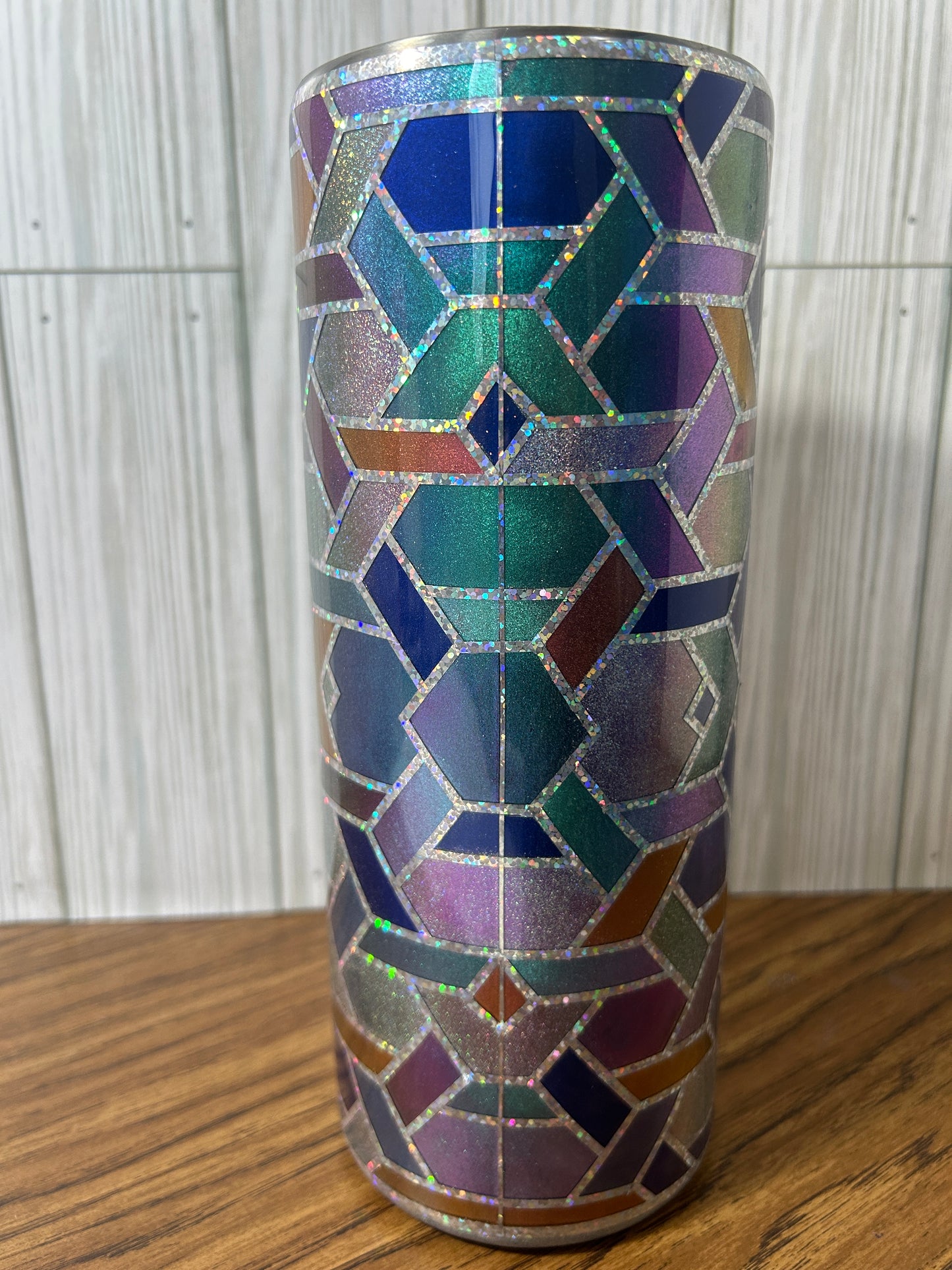 Hand Decorated Tumbler (30oz thick) GEOMETRIC PIGMENT TEMPLATE