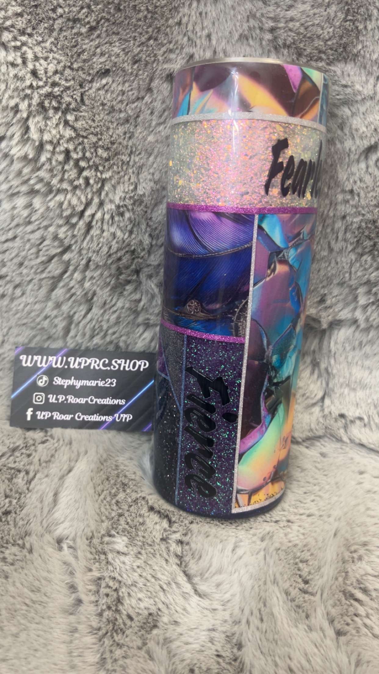 Hand Decorated Tumbler (30oz Skinny) FEARLESS WORDS #8