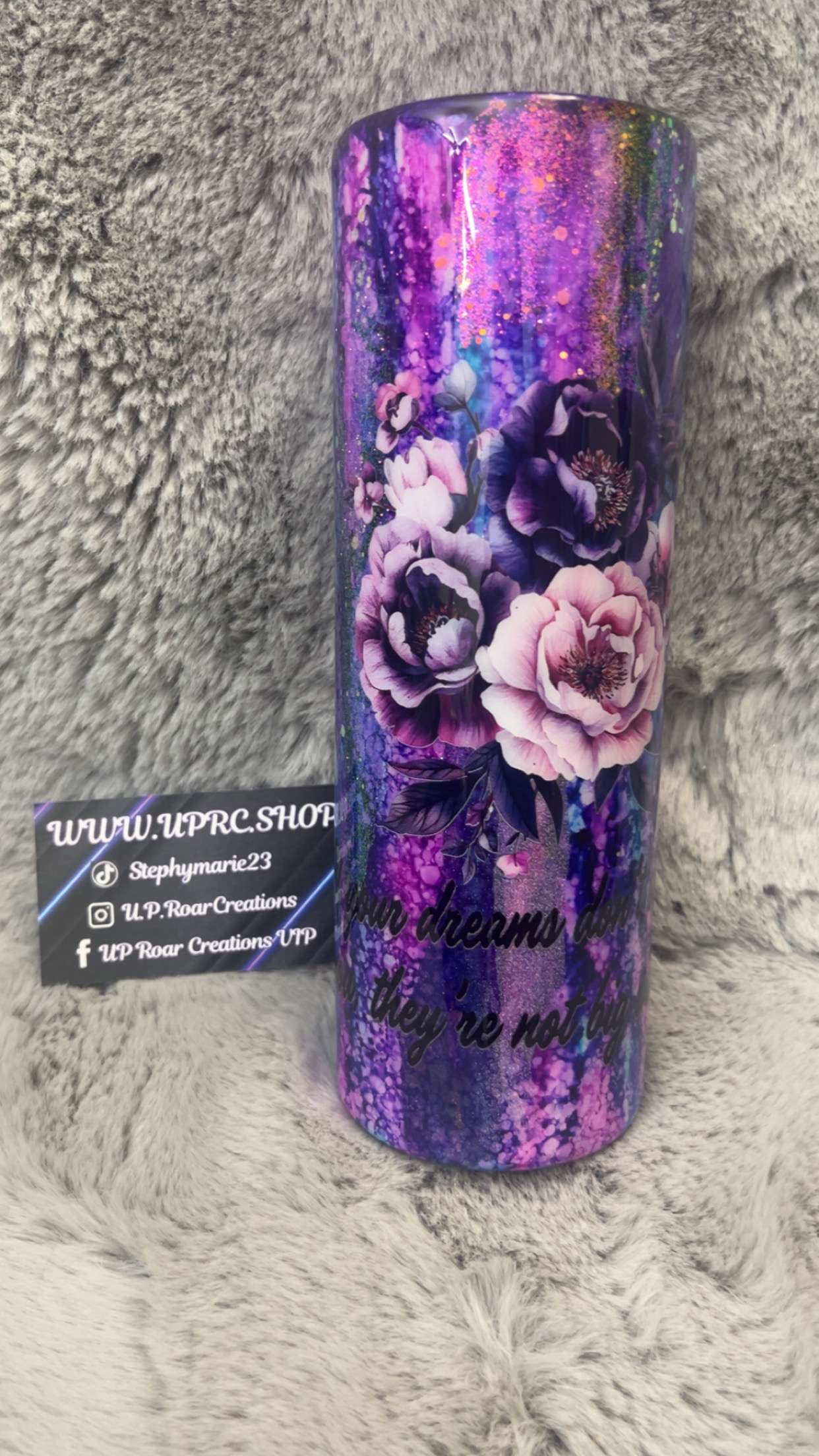 Hand Decorated Tumbler (30oz Skinny) DREAMS DONT SCARE YOU BRAIDED #7