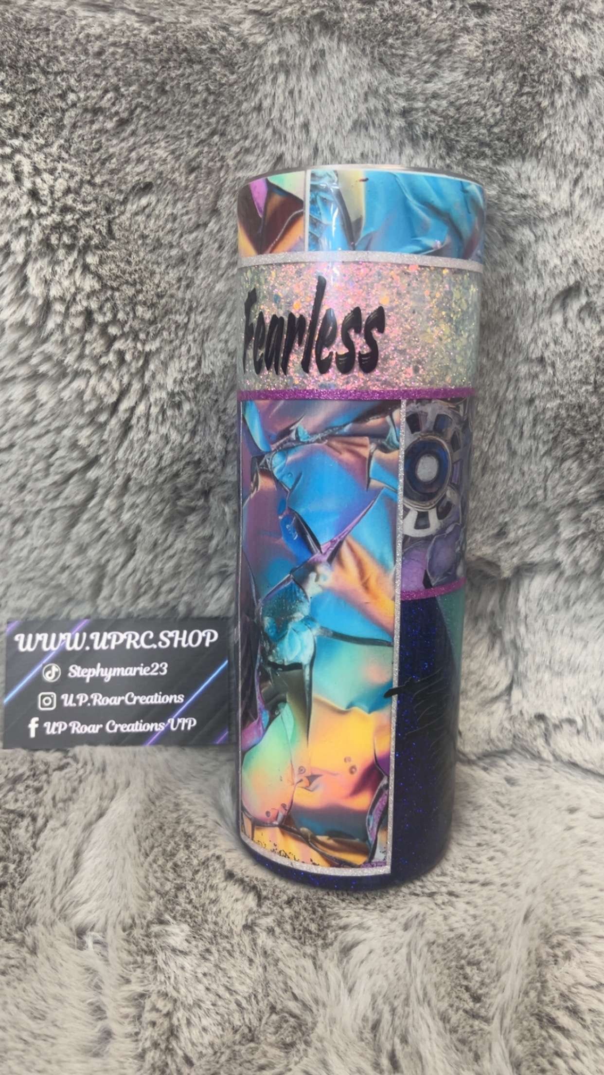 Hand Decorated Tumbler (30oz Skinny) FEARLESS WORDS #8
