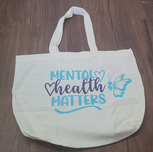 Tote bag vinyl design (Mental health matters)