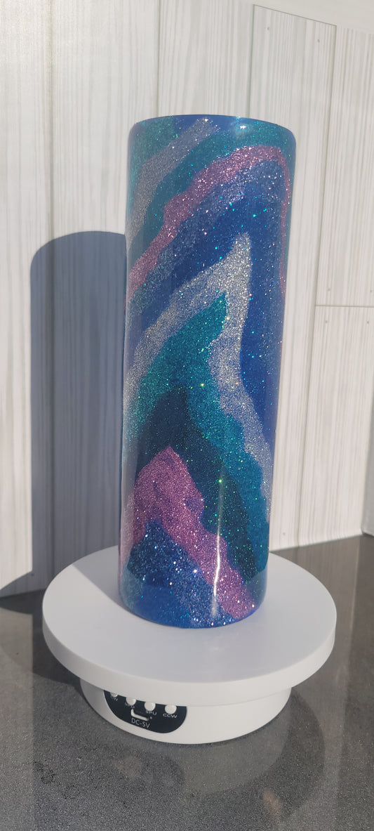 Hand Decorated Tumbler (30oz) geode blue green silver pink