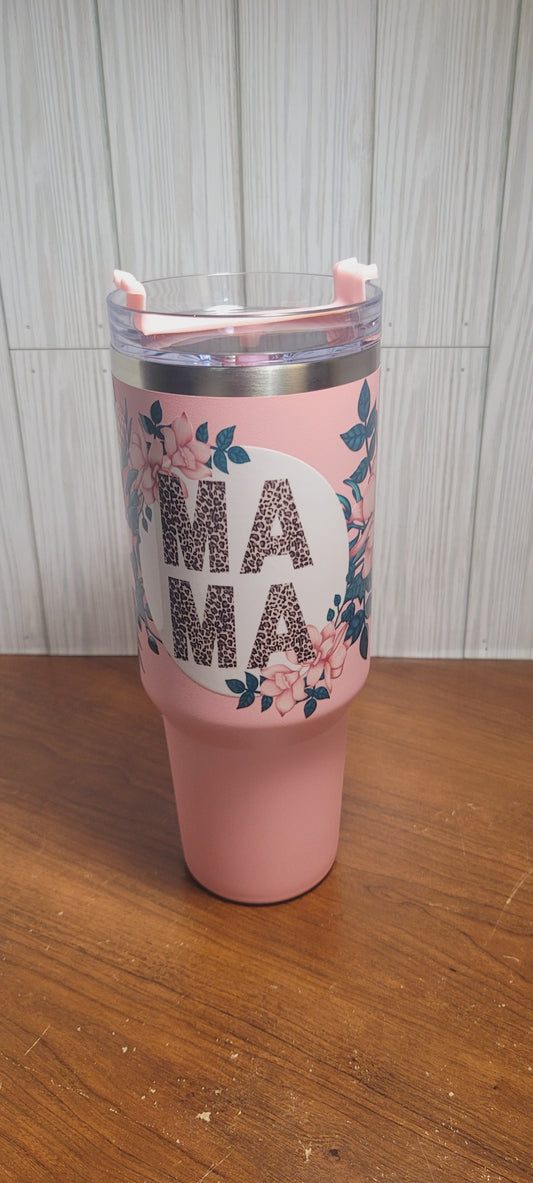 Tumbler (40oz) blue coated stainless steel "MAMA"