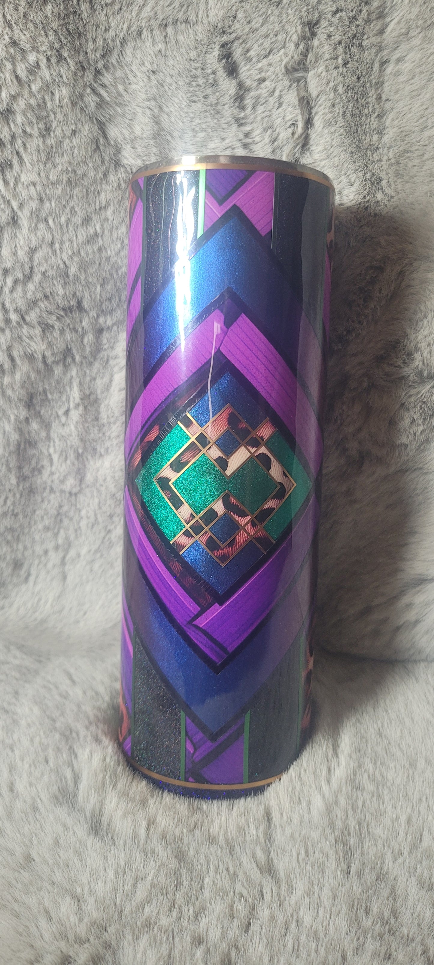 Hand Decorated Tumbler (30oz) purple green template #28