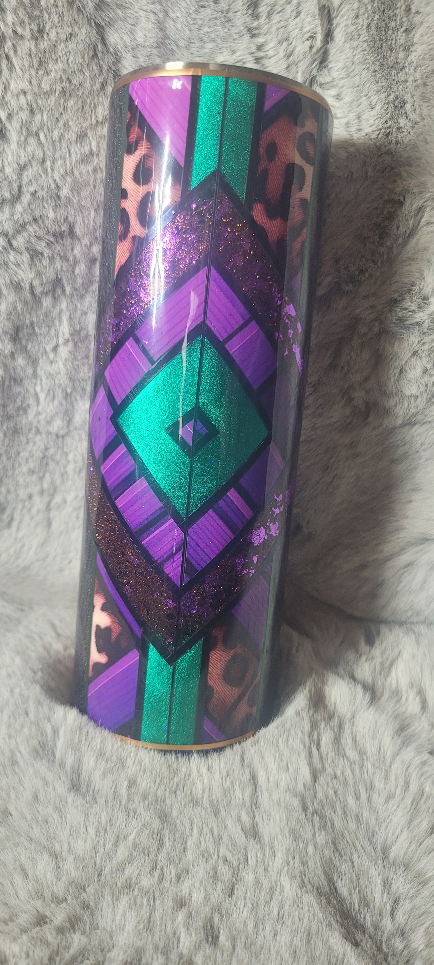 Hand Decorated Tumbler (30oz) purple green template #28