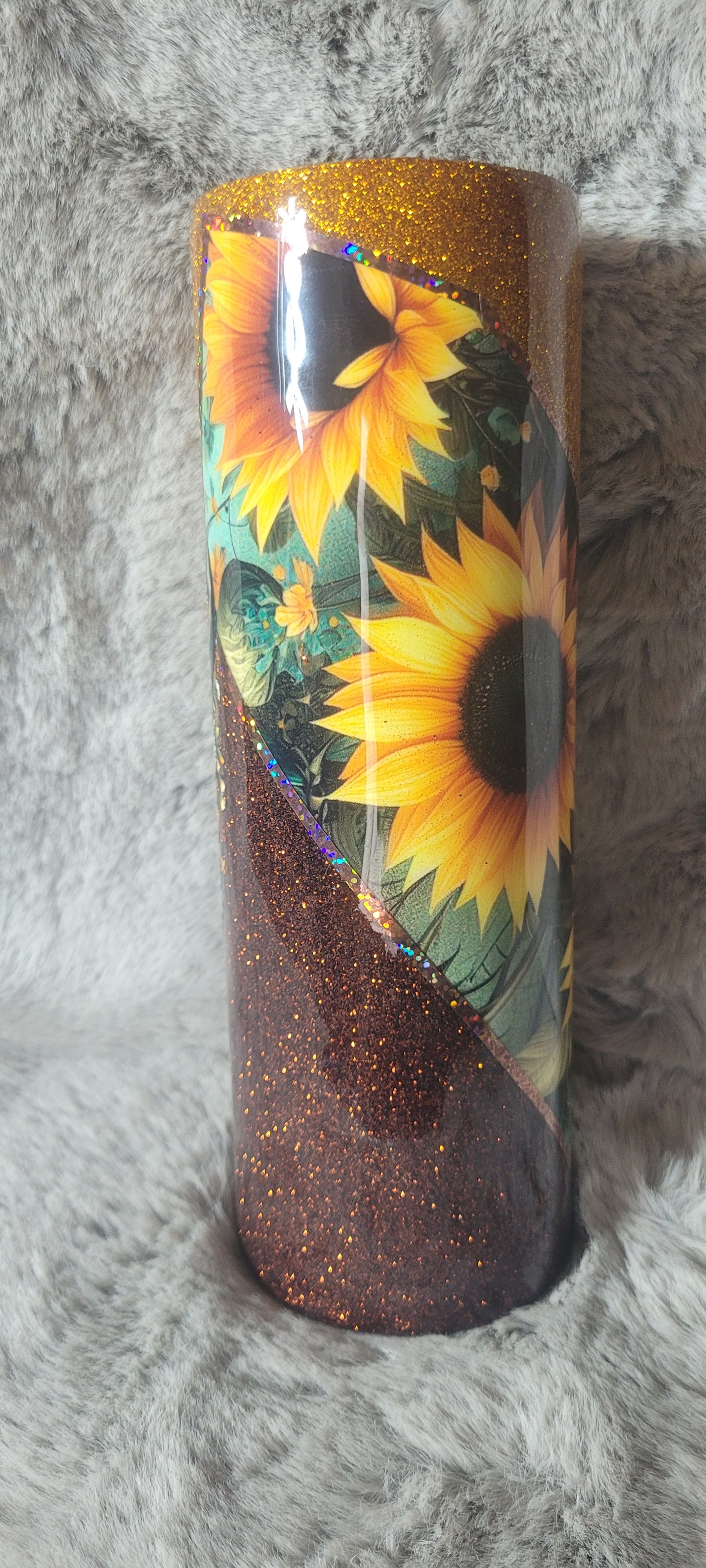 Hand Decorated Tumbler (30oz) sunflower bullskull #27