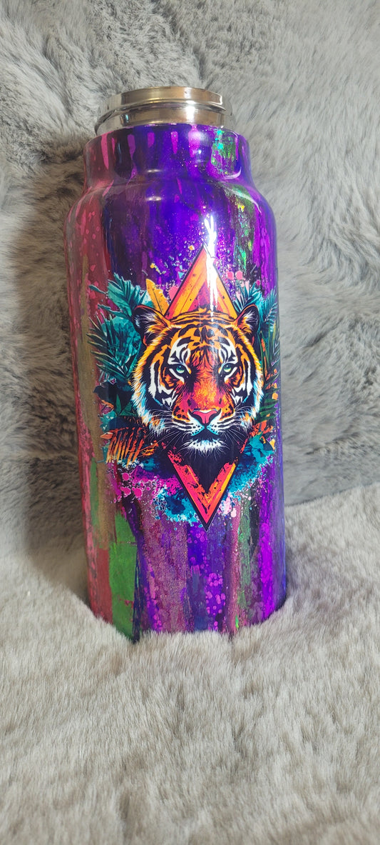 Hand Decorated Tumbler (32oz Hydro) rainbow tiger #1