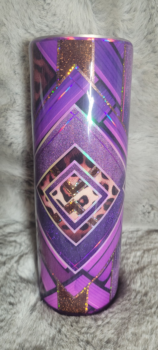 Hand Decorated Tumbler (30oz) purple cheetah print template