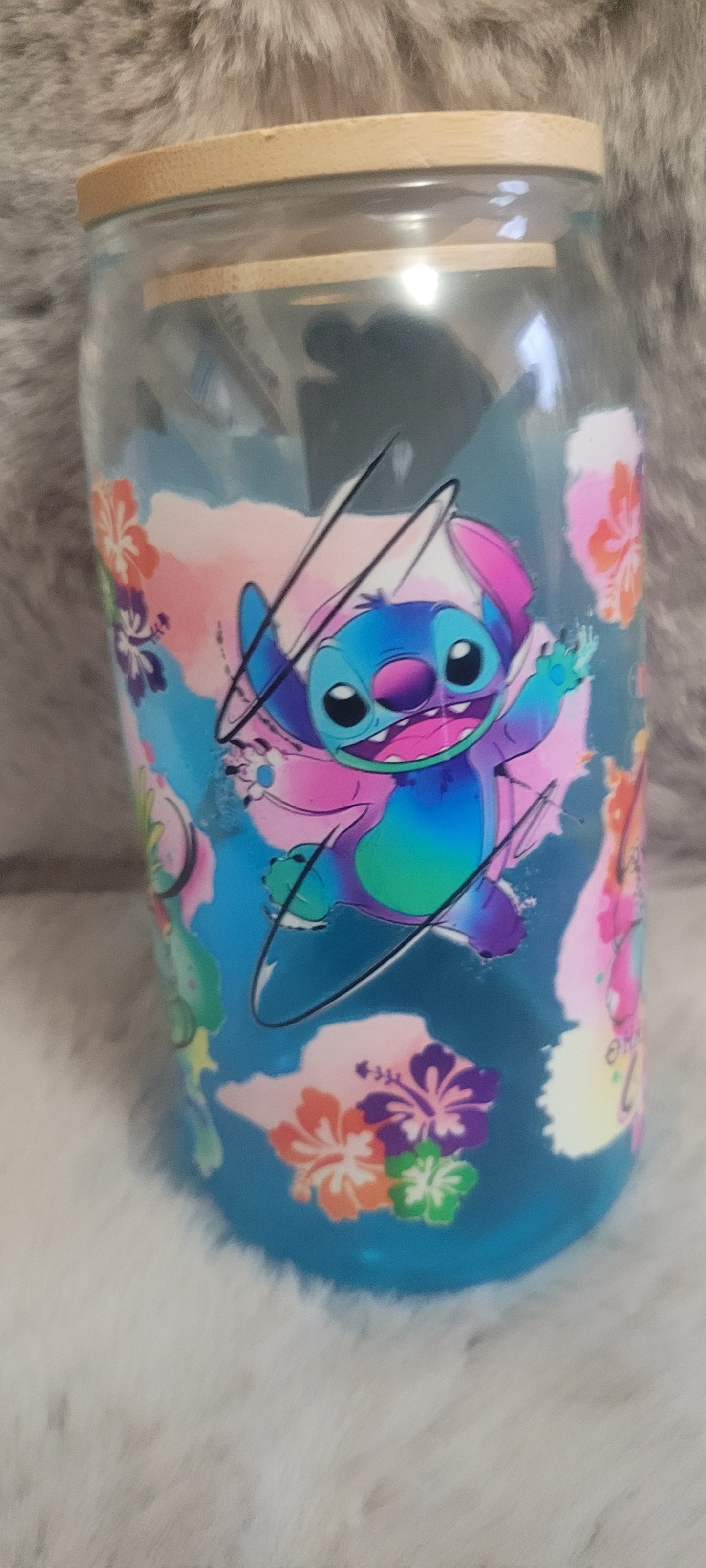 Glass drink can with UVDTF 626