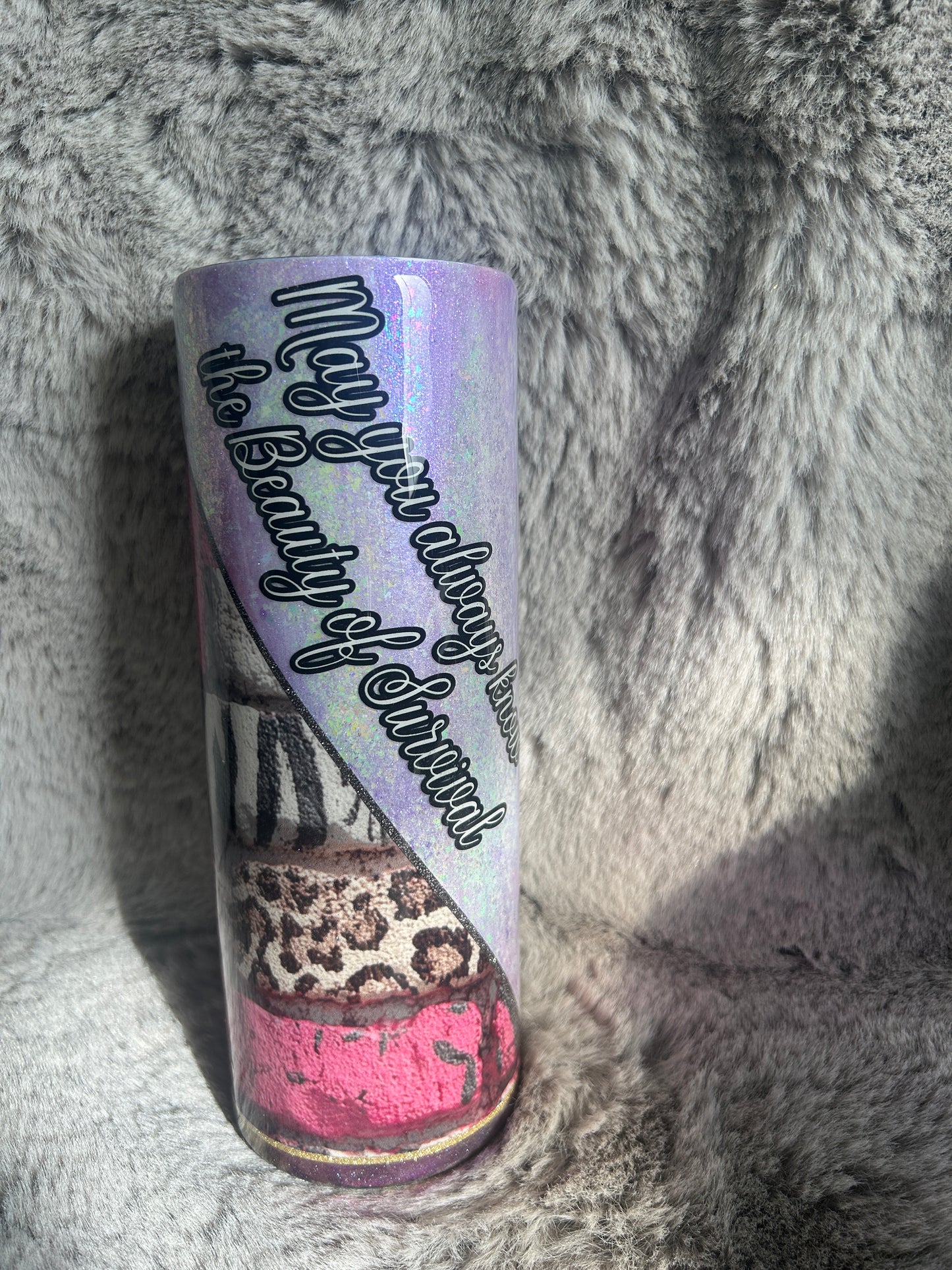 Hand Decorated Tumbler (20oz) pink survival