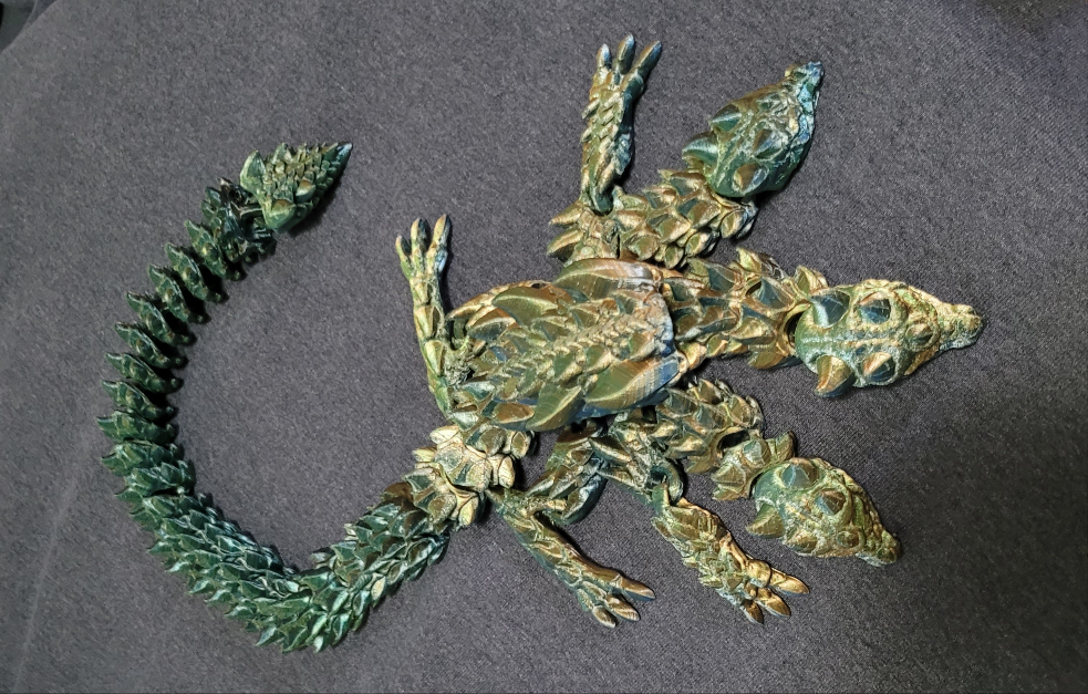 Three Headed Earth Dragon 3D printed