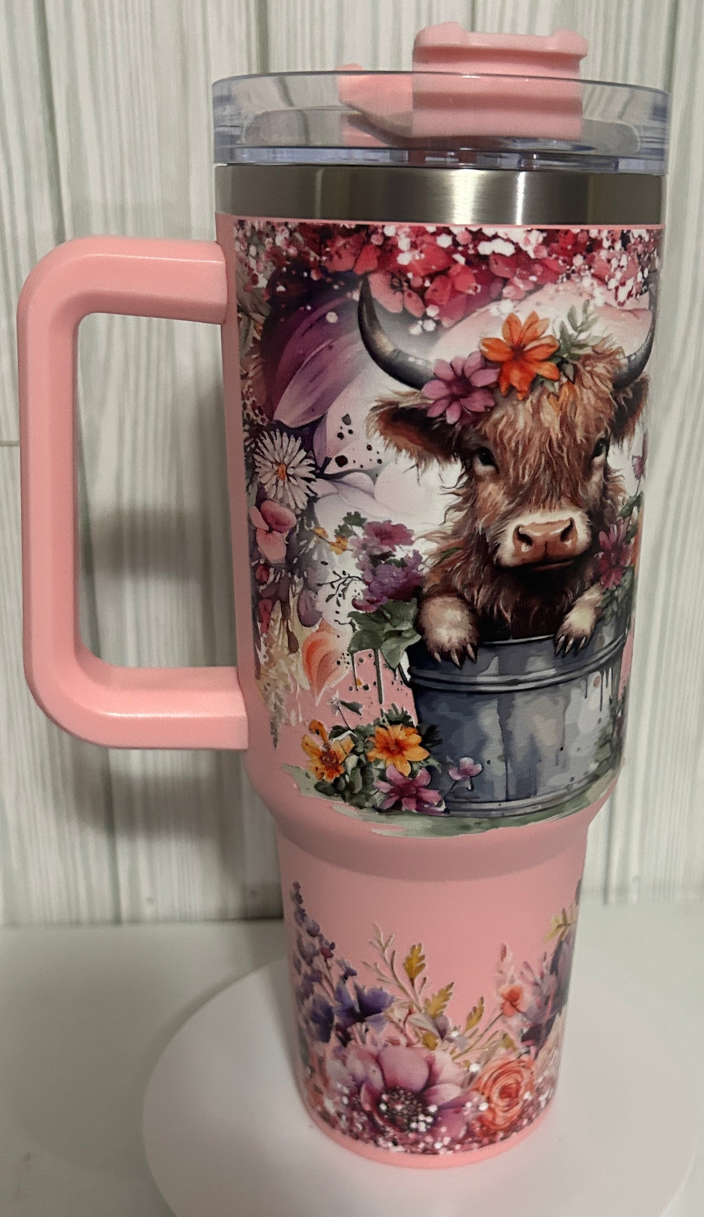 Tumbler (40oz) pink coated stainless steel "Don't be a salty heifer"