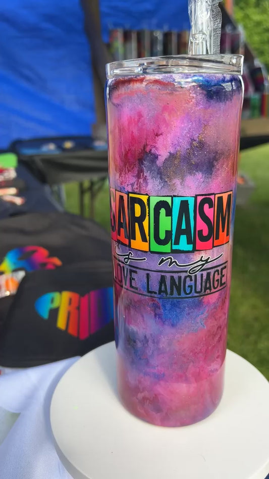 Hand Decorated Tumbler (20oz) sarcasm ink