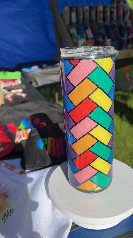 Hand Decorated Tumbler (20oz) og rainbow blocks