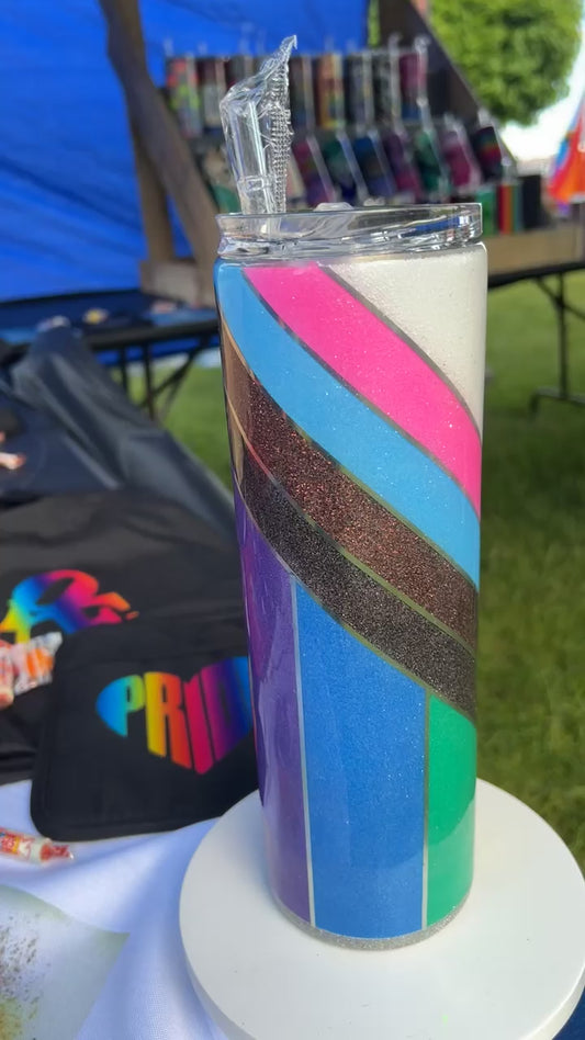 Hand Decorated Tumbler (30oz) pride flag