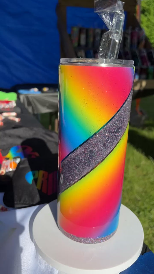 Hand Decorated Tumbler (30oz thick) matte rainbow