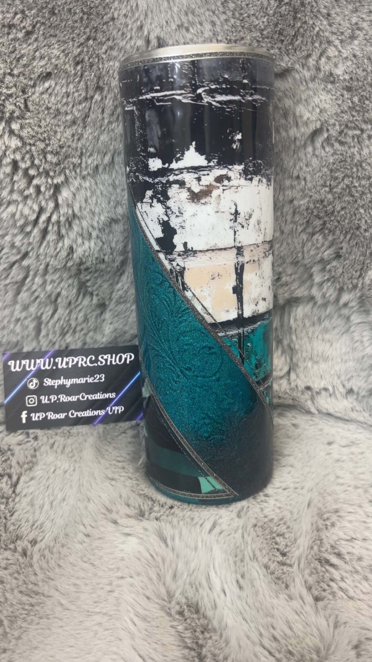 Hand Decorated Tumbler (30oz Skinny) BRICK & FLOWER #14