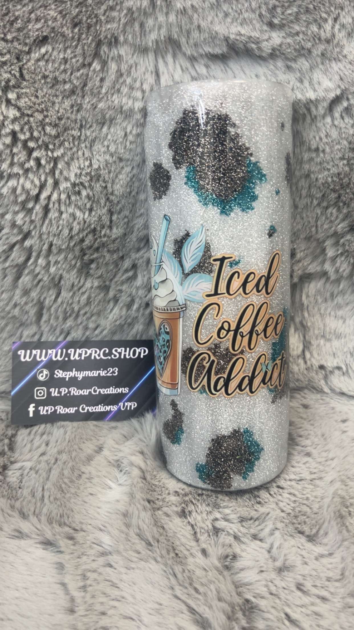 Hand Decorated Tumbler (20oz Skinny) TUTU COW ICED COFFEE #38