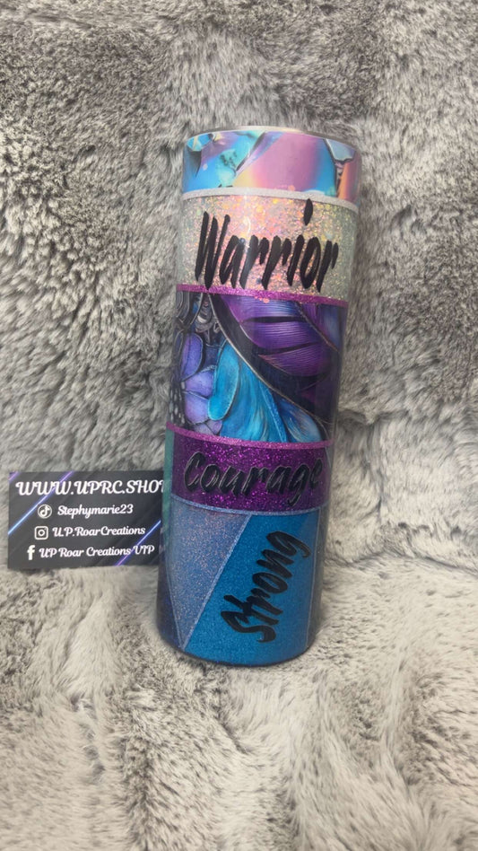Hand Decorated Tumbler (30oz Skinny) FEARLESS WORDS #8