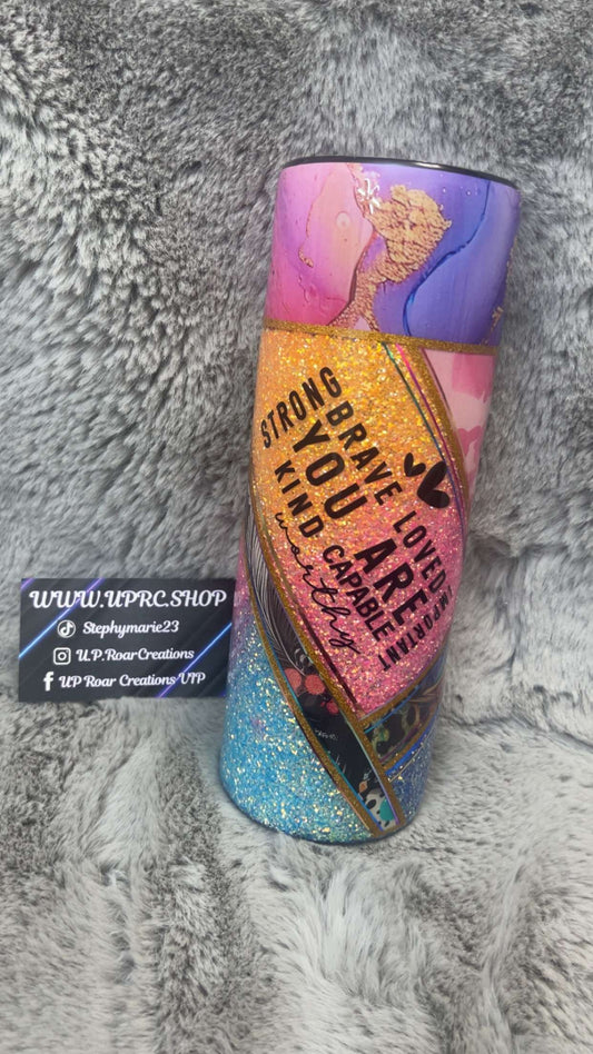 Hand Decorated Tumbler (30oz Skinny) STRONG NEON #9