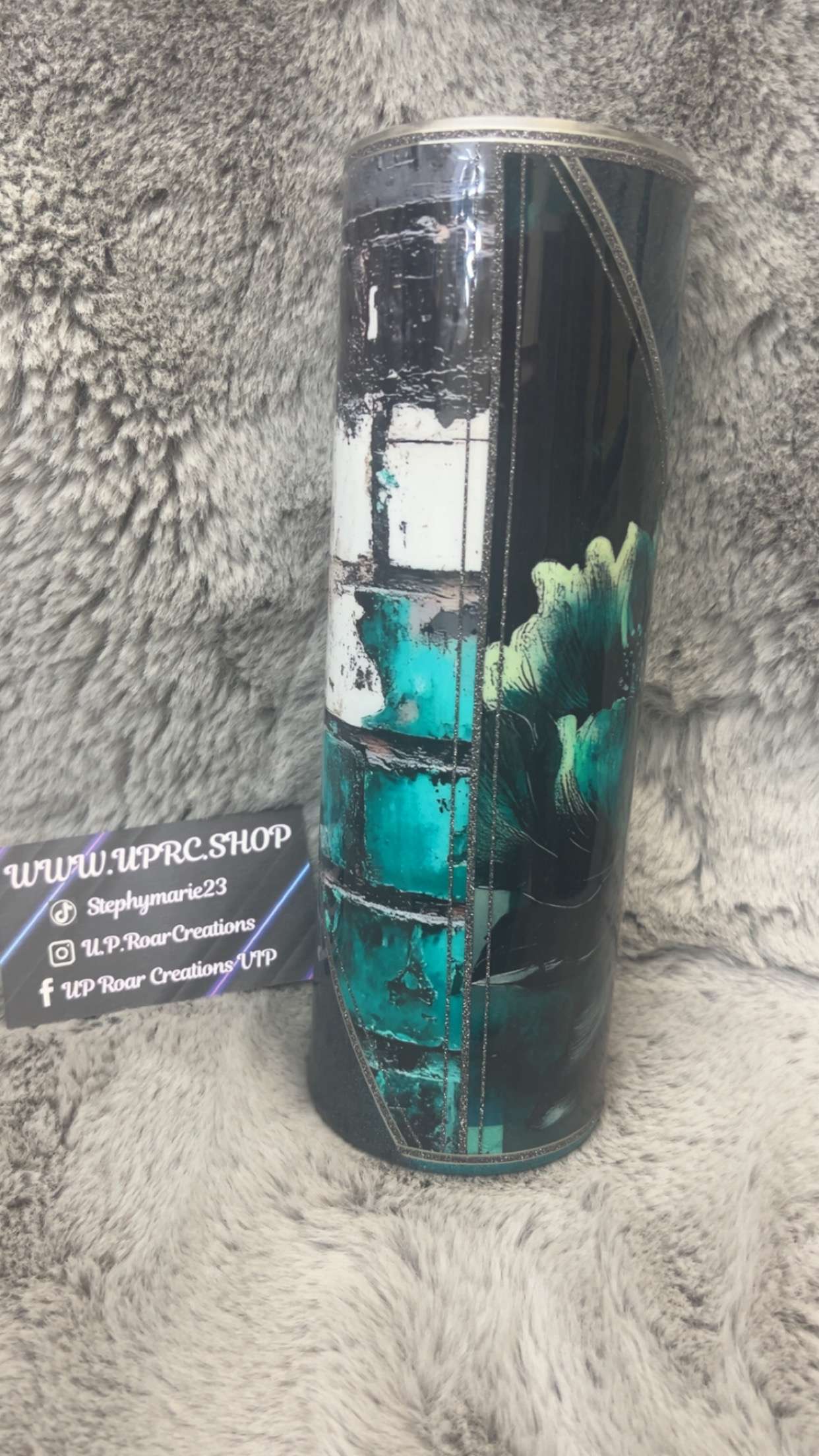 Hand Decorated Tumbler (30oz Skinny) BRICK & FLOWER #14